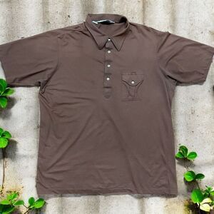 Manhattan Casual Vintage 80s Dark Brown Cotton Blend Polo Shirt Men's Size 2XL
